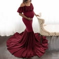 thumbnail image 5 of TANYSU Women Pregnants Maternity Photography Props Short Sleeve Solid Color Dress For Mother-to-be, 5 of 9