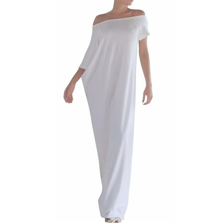 Womens Off-the-Shoulder Strapless Batwing Irregular Backless Long (Best Shapewear For Strapless Wedding Dress)