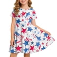 thumbnail image 2 of Odeerbi Niñas Día de La Independencia Vestido de Línea A Verano Patriótico Cuello Redondo Manga Corta Vestido Casual, 2 of 9