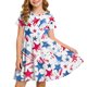 thumbnail image 2 of Odeerbi Niñas Día de La Independencia Vestido de Línea A Verano Patriótico Cuello Redondo Manga Corta Vestido Casual, 2 of 9