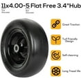 thumbnail image 2 of WEIZE Flat Free 11x4.00-5 Lawn Mower Tire with Wheel Universal Fit Assembly, 3.4"-4"-4.5"-5" Centered Hub, 3/4" or 5/8" or 1/2"Bushings, 11x4-5 Tractor Turf Tire, 300lbs Capacity, Set of 2, 2 of 8