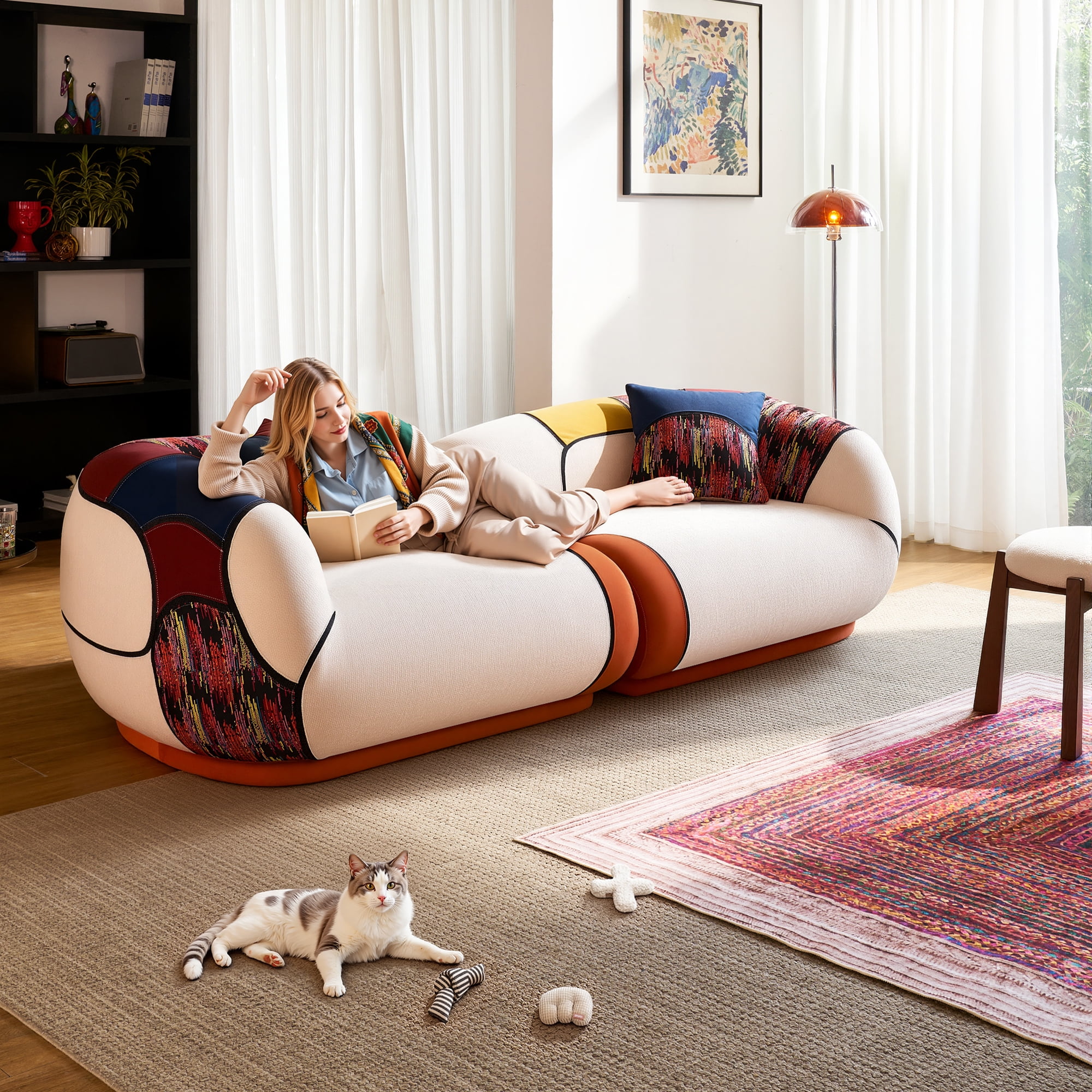 YINIX 102" Modern Sofa with Extra Deep Seat, Comfy Upholstered Couch for Living Room,Beige