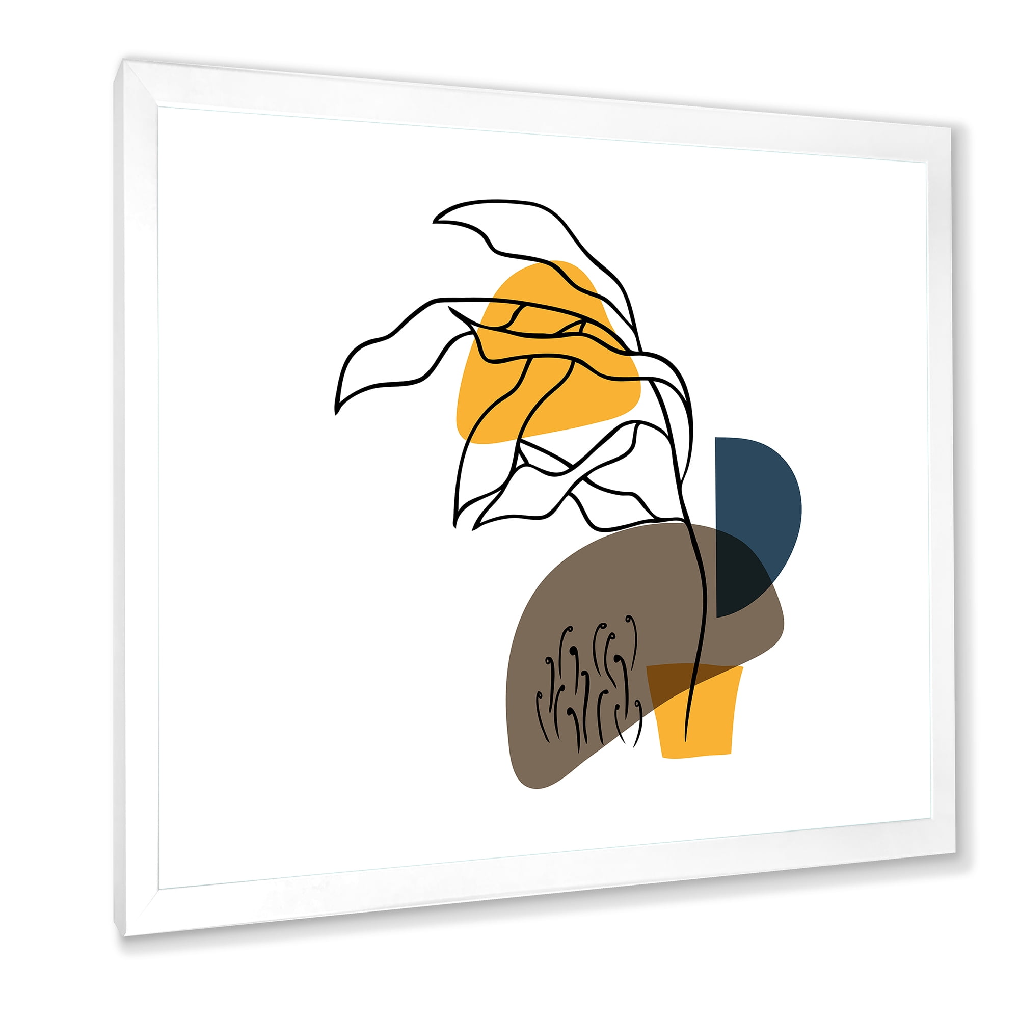 Designart 'Abstract Minimal Shapes Under Flowers V' Modern Framed Art Print