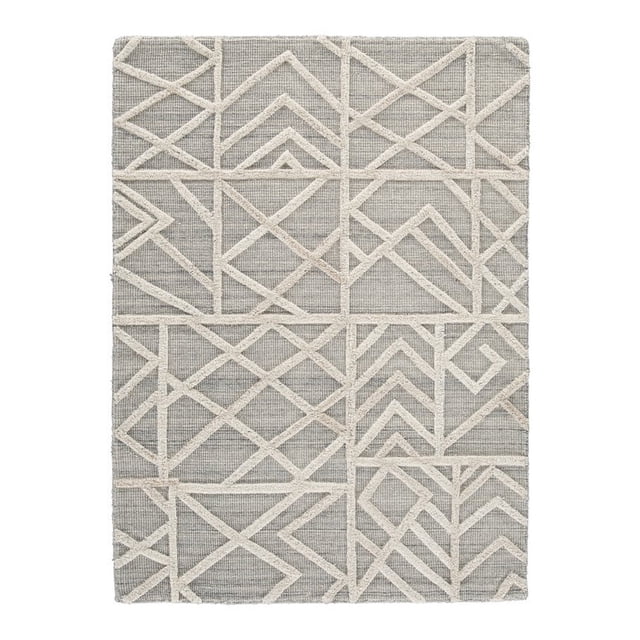 "Alfombra rectangular con diseño geométrico y pelo de lana, mediana, gris" Benzara BM227541