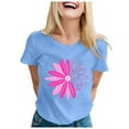 thumbnail image 1 of TSADFHJI Chemises pour Femmes Manches Longues Coton Col Rond T-Shirt Imprimé à Manches Courtes Col Rond Haut Blouse m Bleu, 1 of 5