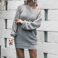 thumbnail image 2 of Women's Crewneck Long Sleeve Mini Sweater Dress Fall Winter Casual Loose Fit Knit Pullover Jumper Sweaters Tops, 2 of 7