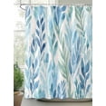 thumbnail image 2 of Fsddascl Blue Green Leaf Shower Curtain Set - Small 36" x 72" Washable Bathtub Curtain with 12 Hooks, Summer Vintage Watercolor Plant Waterproof Fabric Stall Shower Curtains for Bathroom/Bathtub, 2 of 6