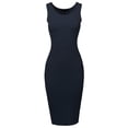 thumbnail image 2 of A2Y Women's Solid Fitted Classic Sleeveless Premium Cotton Midi Dress Midnight Navy S, 2 of 5