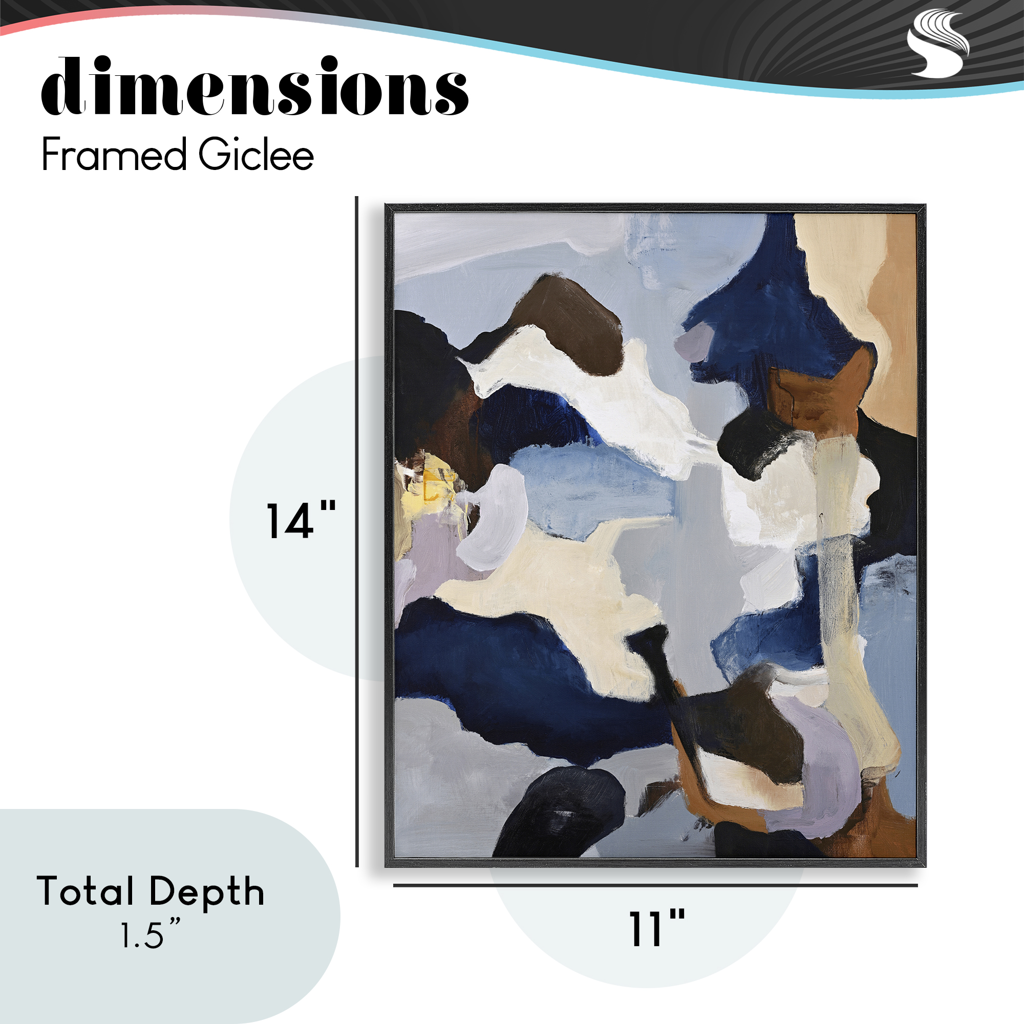 Cool Tones Composition Black Framed Giclee Art, design by Design Fabrikken