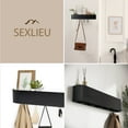 thumbnail image 4 of Wall-Mounted Coat Rack – Floating Wood Shelf with Hidden Hooks – Modern Entryway Organizer for Hallway or Closet (Black), 4 of 7