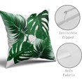 thumbnail image 5 of Tropical Leaves Pillow Covers 18x18 Set of 2 Monstera Palm Leaf Plant Print Green Colored Outdoor Throw Pillows Summer Hawaiian Style Decorative Square Cotton Cushion Case for Home Sofa Couch Bed, 5 of 5