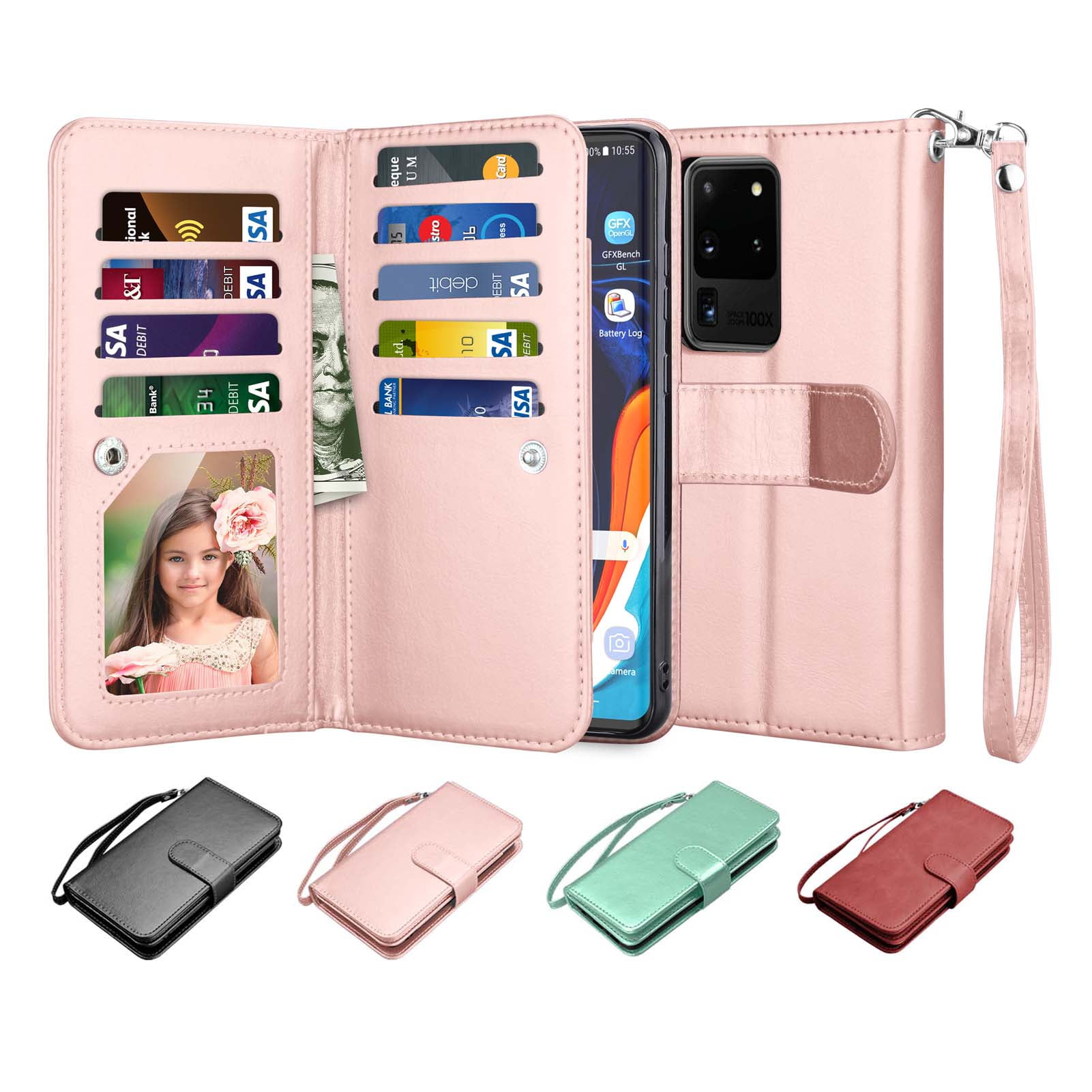 iPhone 12 pro max purse wedding Cell Phone case Flawers Crossbody Phone purse soft phone case women gift Galaxy S20 plus clasp purse