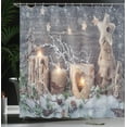 thumbnail image 3 of Ambesonne Christmas Shower Curtain, Candle Winter Holiday, 69"Wx70"L, Khaki and Grey, 3 of 4