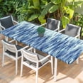 thumbnail image 2 of Navy Blue Vintage Table Cloths for 8 Foot Rectangle Tables, Stripes Painting Retro Abstract Art Patio Waterproof Elastic Fitted Tablecloths, Washable Rectangular Table Cover for Camping, 2 of 8