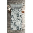thumbnail image 2 of Ambesonne Grey Quilted Coverlet 2 Pcs, Horse Royal Animal Retro, Twin Size, Grey White, 2 of 2