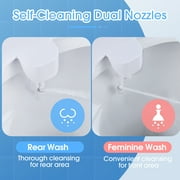Ultra-Slim Bidet Attachment for Toilet, 2 Nozzle with Self Cleaning, Non-Electric White, 1 Pack, 15inch