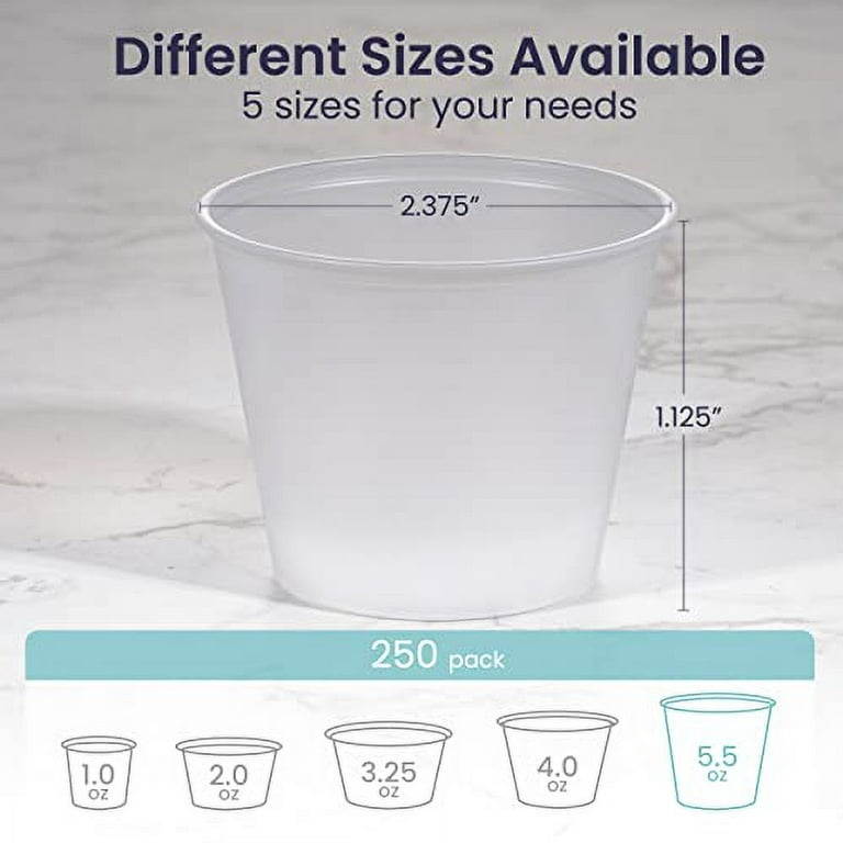 Stack Man Clear Plastic Portion Cups, (100 Sets - 5.5 oz.) Pudding Cups,  Souffle Cups, Jello Shot Cups, Disposable Containers with Lids 