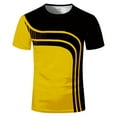 thumbnail image 1 of T-Shirts Homme Été Color Block T-shirt Col Rond Manches Courtes Haut Décontracté Chemises Hommes Jaune L, 1 of 1