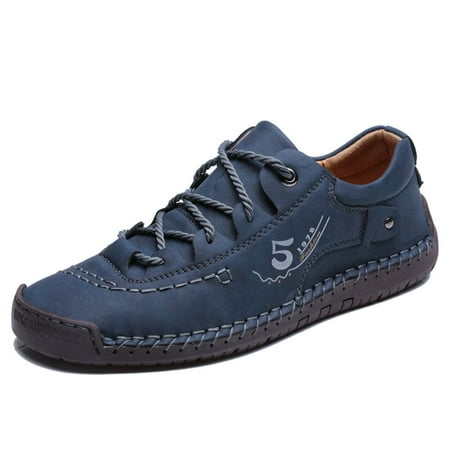 LASUDRAA Mens Shoes Casual Leather Walking Breathable Working Sneakers Flats Comfortable Dress Shoes