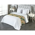 thumbnail image 3 of Hibiscus Bed Runner, Tropical Feels Dreamy Garden Scene with Exotic Flowers Delicate Leaves, Decorative Accent Bedding Scarf for Hotels Homes & Guest Rooms, Queen, Apricot Dark Pink Teal, by Ambesonne, 3 of 3