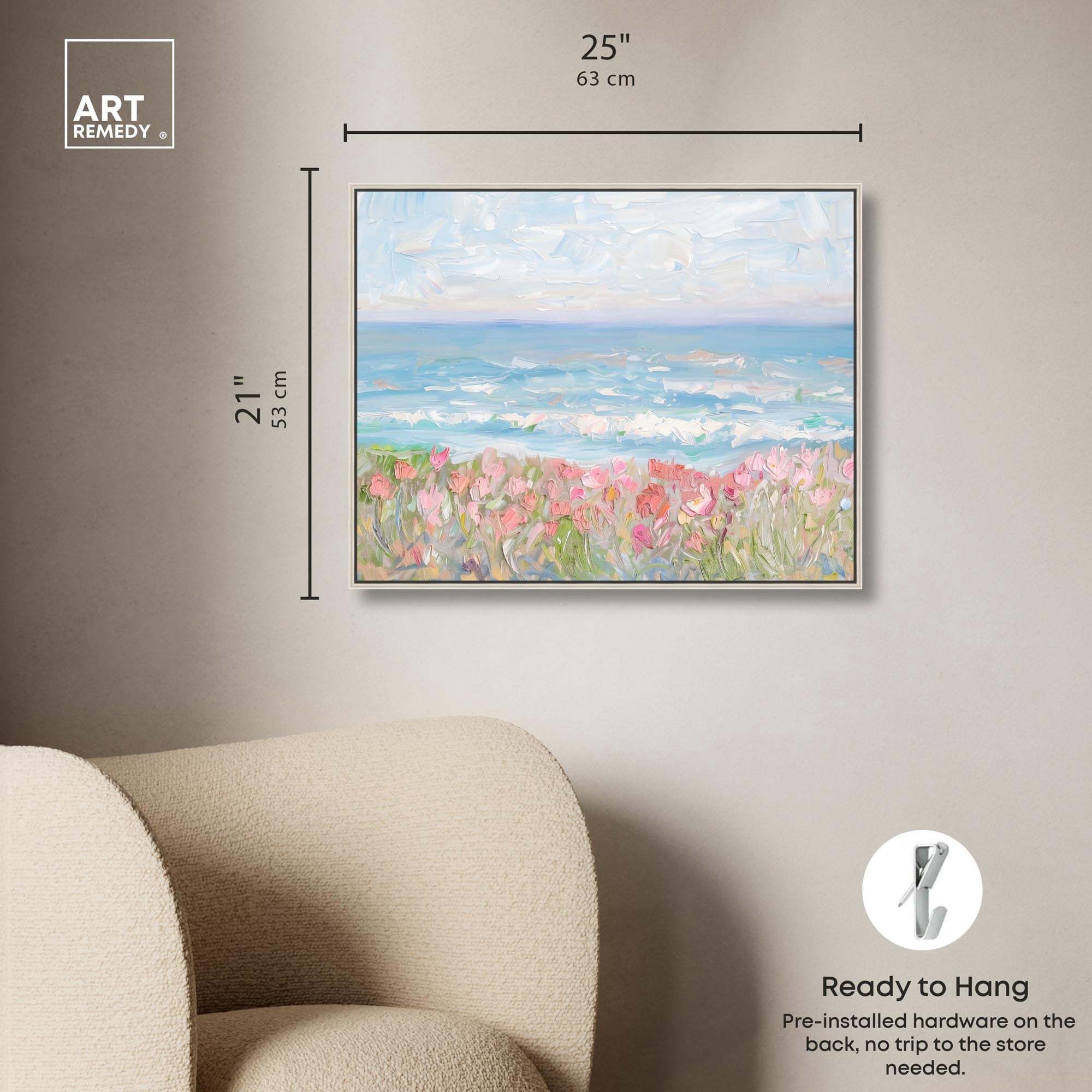 Waves of Peace Canvas Famous Artist Prints by Art Remedy, Silver Frame, 24 x 20