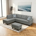 thumbnail image 3 of MAYEERTY 97.5" Linen Sectional Sofa, 3-Piece Modular Couch Sofa Set with Ottoman, Grey (Left), 3 of 11