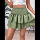 thumbnail image 5 of Minifalda con Volantes de Cintura Alta para Mujer Falda Corta Escalonada con Pantalones Cortos Debajo Verde L, 5 of 8