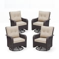 thumbnail image 2 of Kullavik 4 Pieces Patio Swivel Rocker Wicker Chairs Set – Outdoor Swivel Rocking Chairs with Thickened Cushions, All-Weather Wicker Patio Furniture Conversation Set for Garden, Deck, Backyard,Khaki, 2 of 9