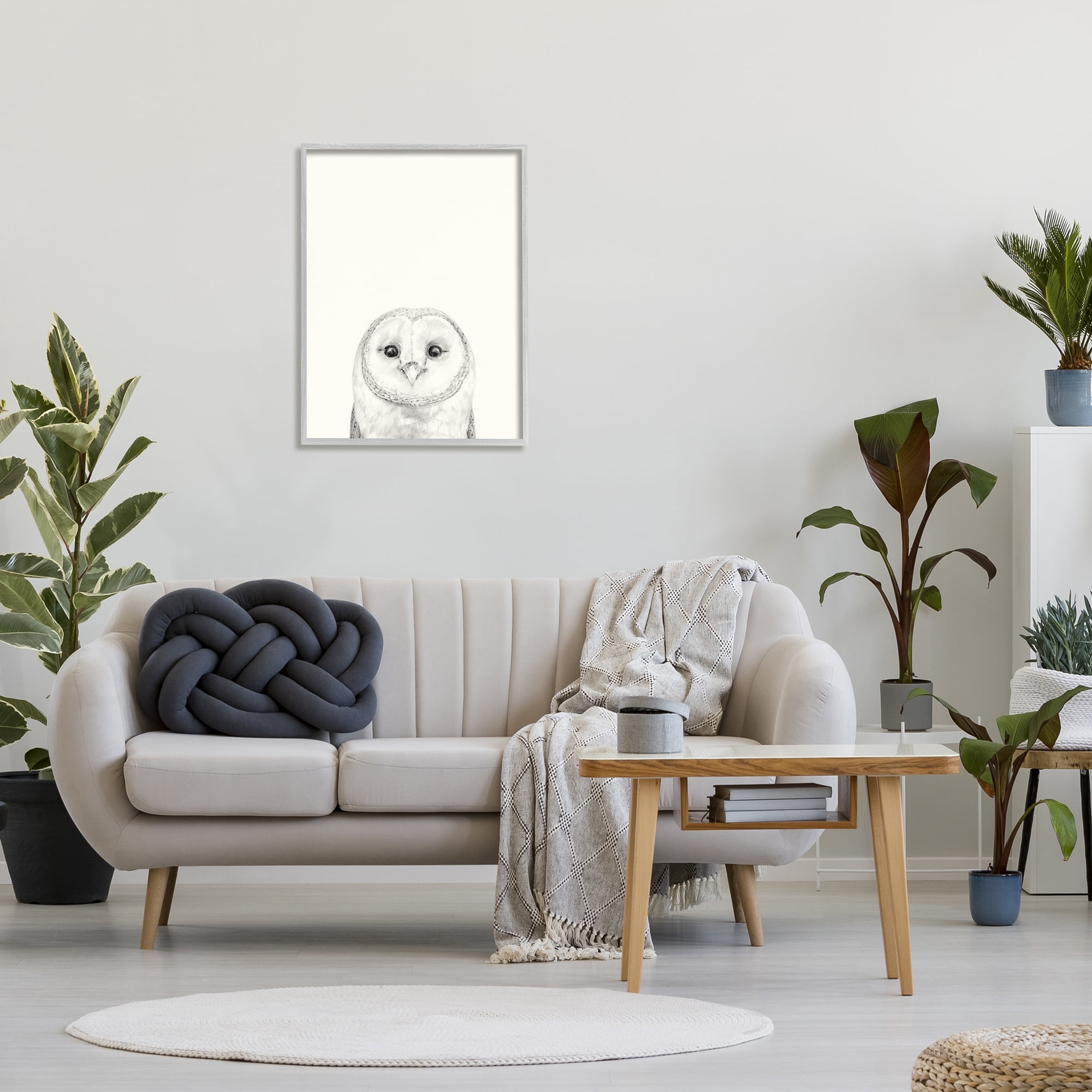 Stupell Industries Owl Portrait Grey Drawing Design Drawing Print Framed Art Print Wall Art, 24x30, By Victoria Borges