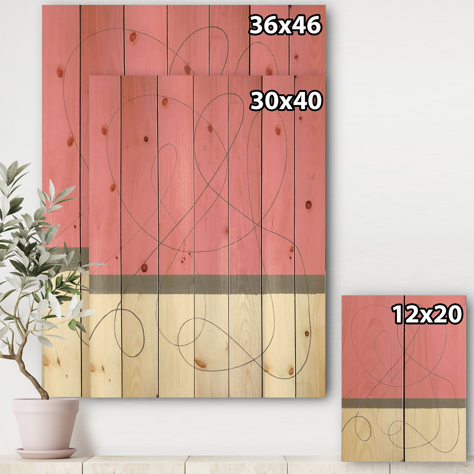 Designart 'Neapolitan Geometric II' Shabby Chic Print on Natural Pine Wood