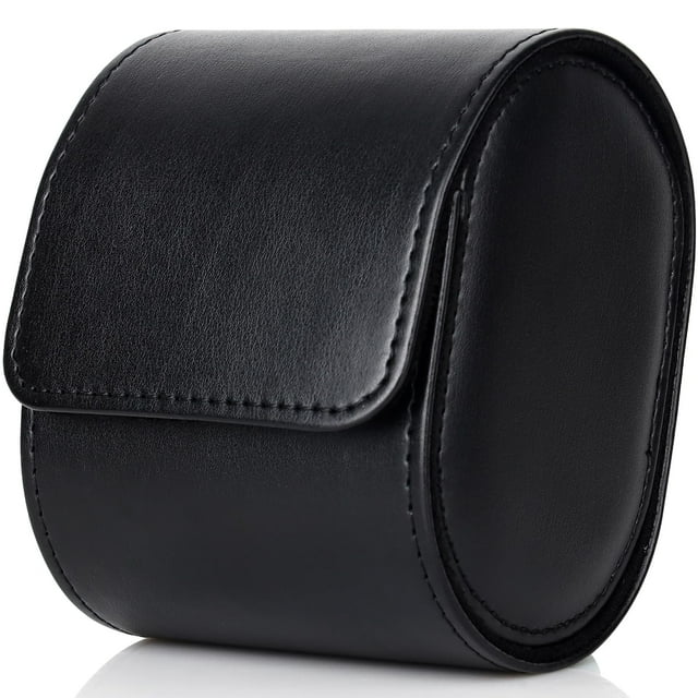 Premium Leather Watch Case for 1-3 Watches, Travel-Friendly Mechanical Watch Protector with Dustproof Design, Black Single Slot