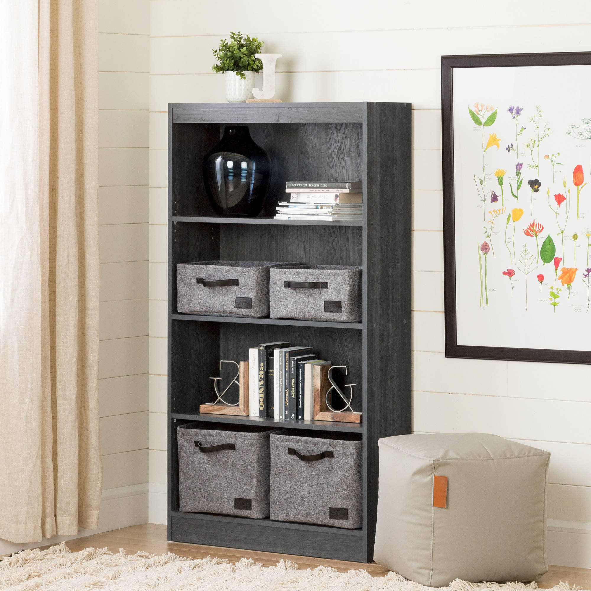 South Shore Smart Basics 4-Shelf 56" Bookcase, Multiple Finishes by South Shore