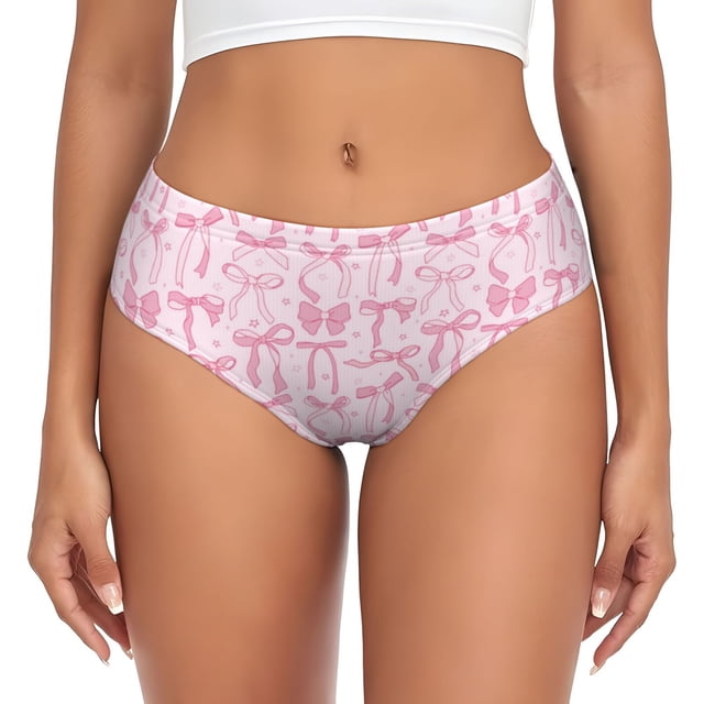 Fotbe Ribbon Bow Calzones Estampados para Mujer – Ropa Interior de Algodón, Cómoda, Suave y Elástica-Small