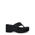 thumbnail image 3 of No Boundaries Women's Mid-Heel Platform Thong Wedge Sandals, 3 of 6