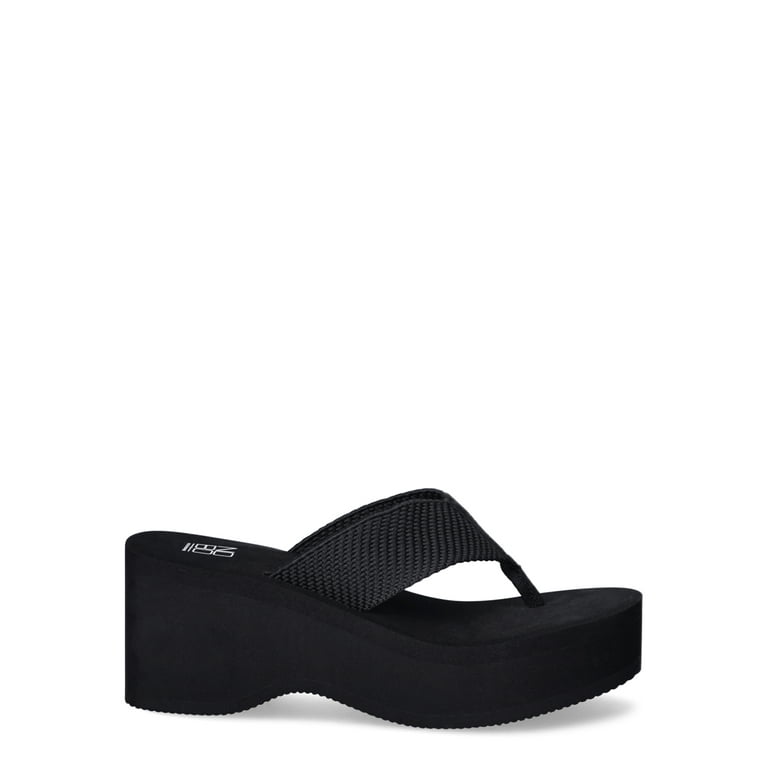 No Boundaries Women's Mid-Heel Platform Thong Wedge Sandals No Boundaries Women's Mid-Heel Platform Thong Wedge Sandals