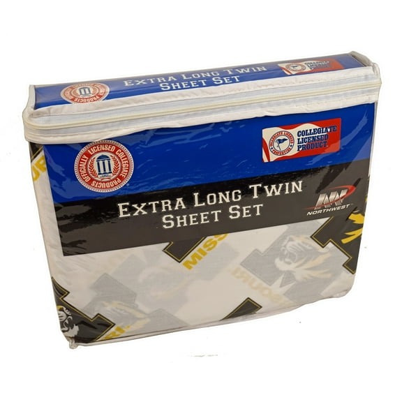 Univ. of Missouri Extra Long Twin Sheet Set with Pillow Case