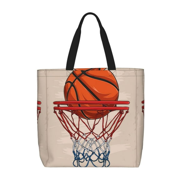 Fotbe Basketball Shot Bolsa Tote con Estampado para Mujer, Bolsos con Cremallera, Bolsa de Hombro Casual de Gran Capacidad con Bolsillos Internos