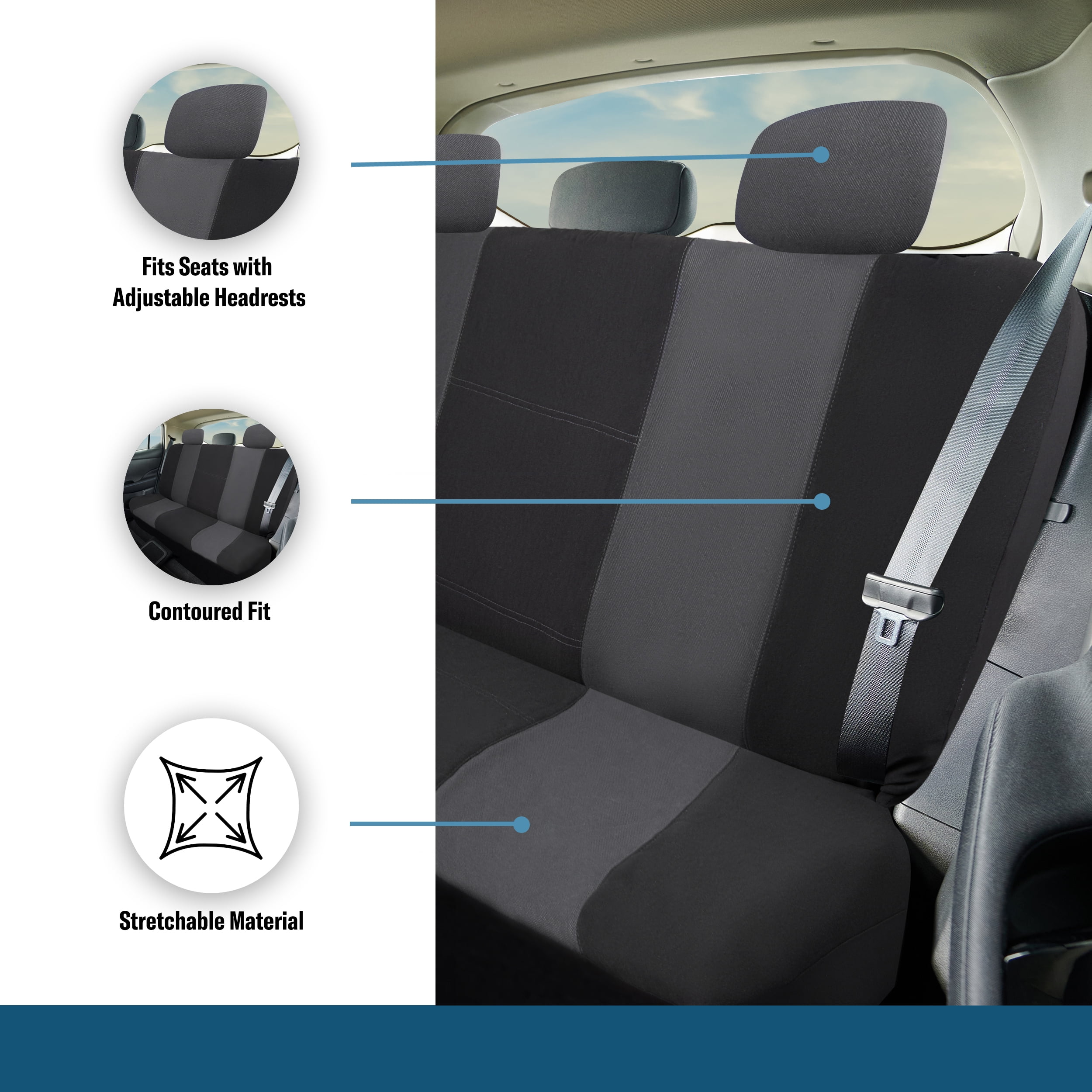 Custom Accessories Car Seat Covers Hunt 3-Piece Black-Gray