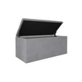 thumbnail image 5 of Home Design Arya Upholstered 42" Flip Top Storage Bench with Button Tufted Velvet Seat, Foam Padding, and Hidden Storage, Multi-Purpose Entryway or Bedroom Seating, Gray, 5 of 6