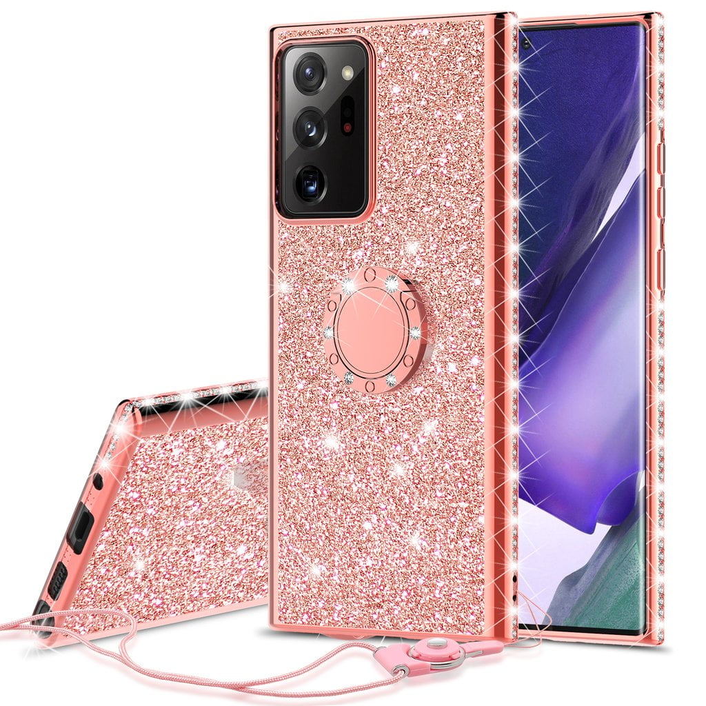 xinchuang for Samsung Galaxy A71 5G case,Cute Ring Stand with Sparkling Pearl Cover for Girls and Women with Diamond swiveling Stand Plated TPU Samsung Galaxy A71 5G Luxury Fashion case-Rose Gold