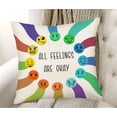 thumbnail image 2 of All Feelings are Okay Pillow Cover Joy Sadness Anger Anxiety Fear Envy Linen Pillow Cover for Home Bedroom Sofa Office Decoration for Child and Friends 18x18 Inch, 2 of 6