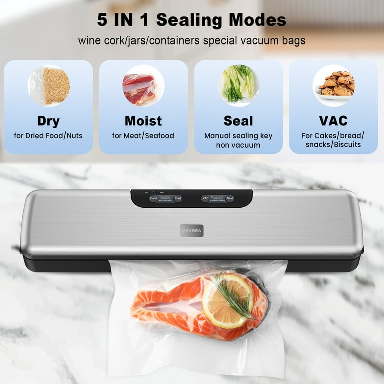 Food Sealer Machine Dry/Moist Vacuum Machine With 5 Seal Bags & 1 Air  Suction