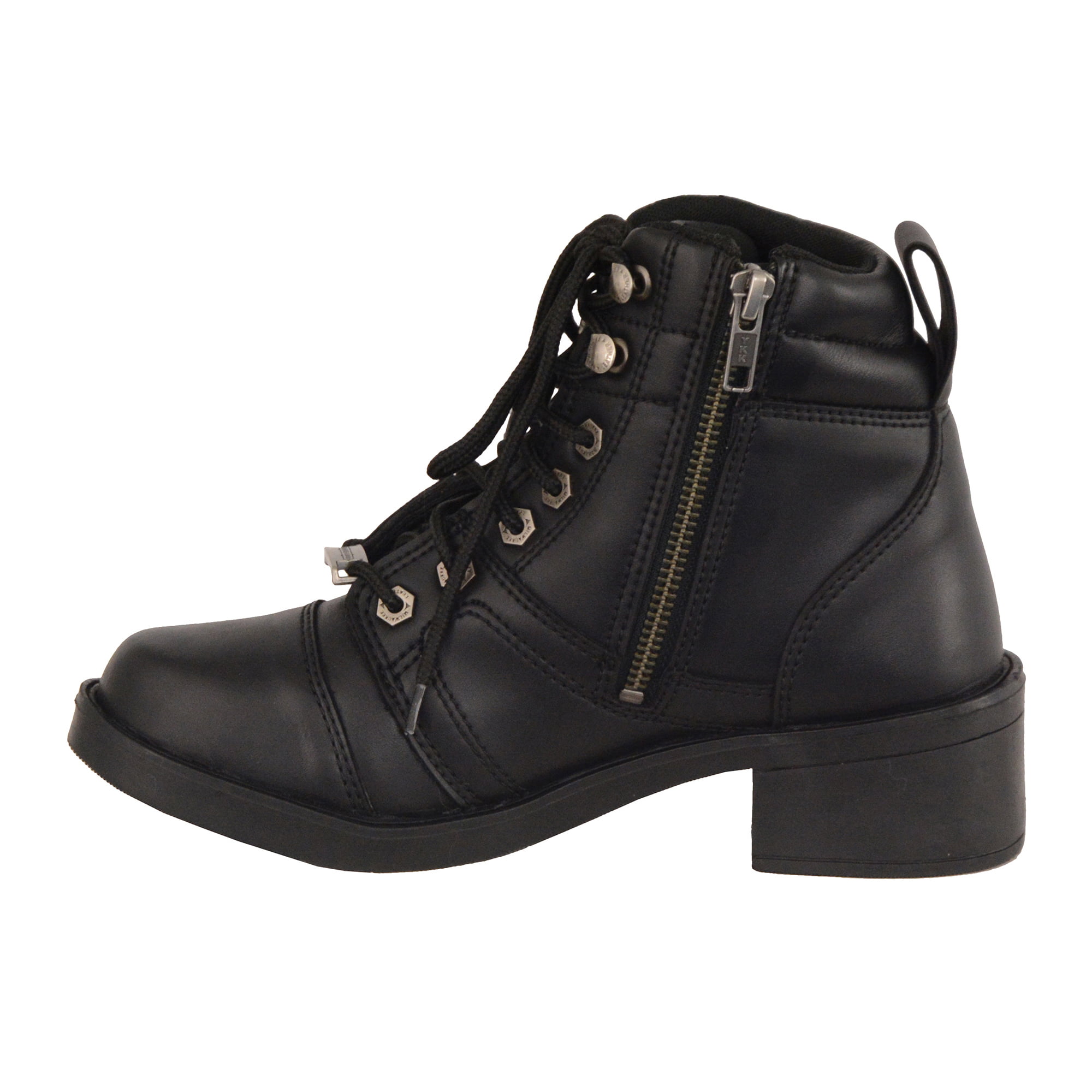 Black, Size 1.5 Milwaukee Leather Boys Youth Side Zipper Lace To Toe Boots MBK9255-BLK-1.5 