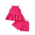 thumbnail image 1 of Sunnyoo Infant Girls Outfits Solid Color Ruffle Camisole Top and Shorts Set Summer Clothes Sets, 1 of 5