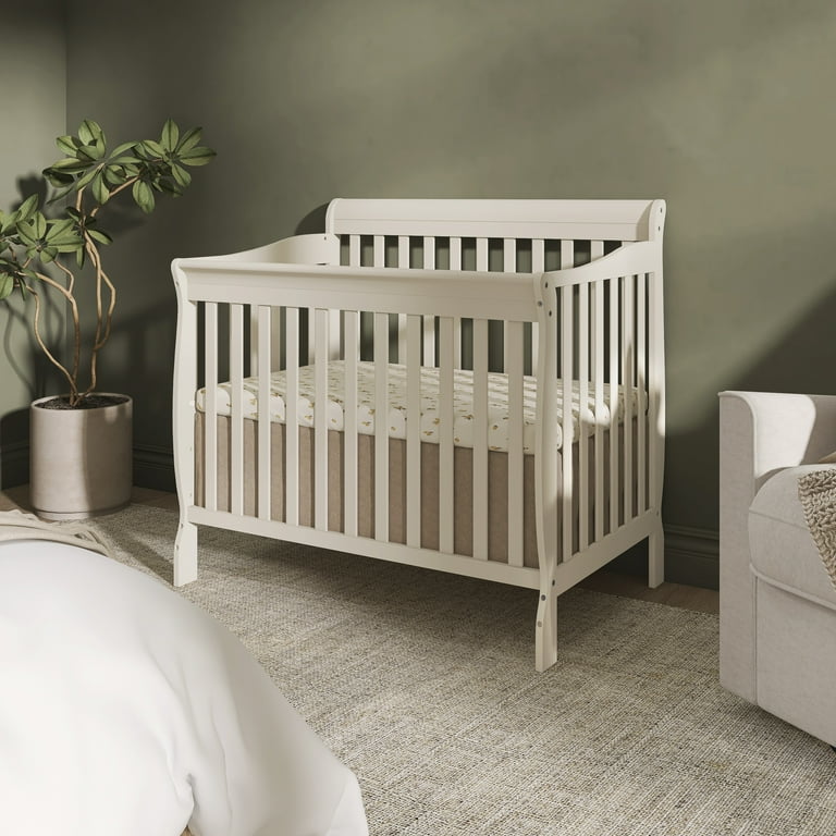 Dream On Me Aden 4-in-1 Convertible Mini Crib In French White