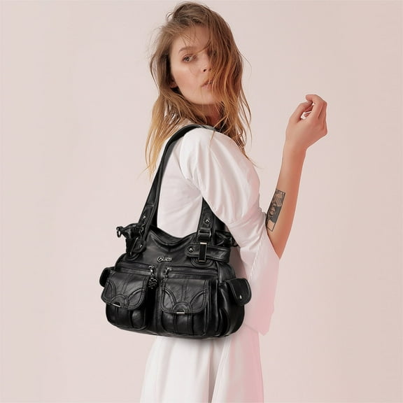 KL928 Multi Zipper Hobo Purses and Handbags for Women Soft PU Leather Satchel