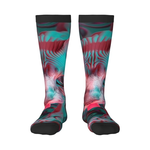 Fotbe Psychedelic Hairless Cat Calcetas Divertidas Estampadas para Hombre y Mujer, Calcetas de Algodón hasta la Rodilla para Caminar, Correr, Enfermería y Embarazo