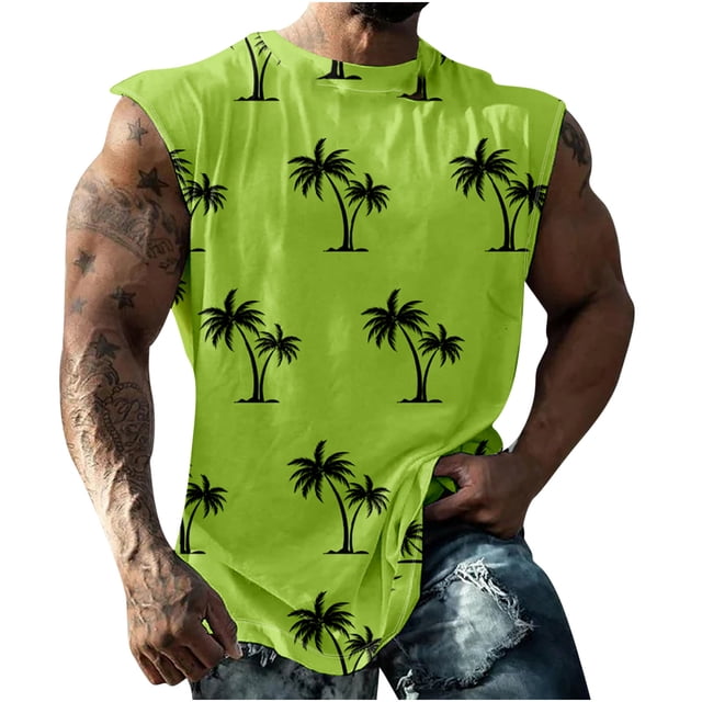 KIHOUT Débardeurs Athlétiques pour Hommes Col Rond Sport Entraînement Physique Mode Imprimé Graphique Sans Manches T-Shirt Muscle