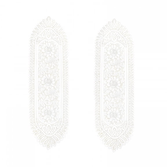 AUQ 2 Pack Cotton Crochet Lace Rectangular Doilies Table Dresser Scarf Décor, White 13" X 45"