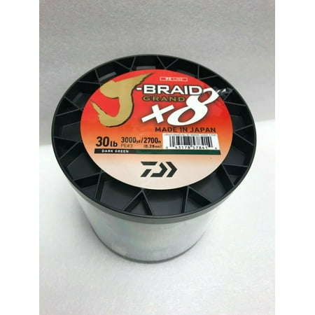 UPC: 0043178578414 | Daiwa J-Braid x8 GRAND Braided Line DARK GREEN 30lb  3000yd – JBGD8U30-3000DG